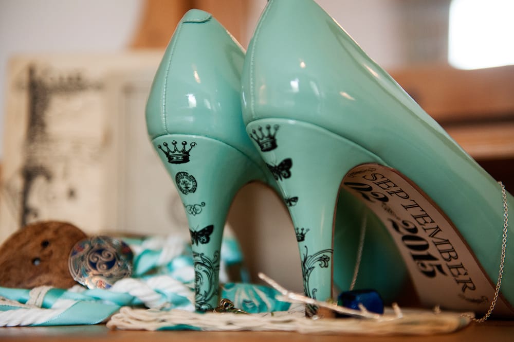personalized blue wedding shoes