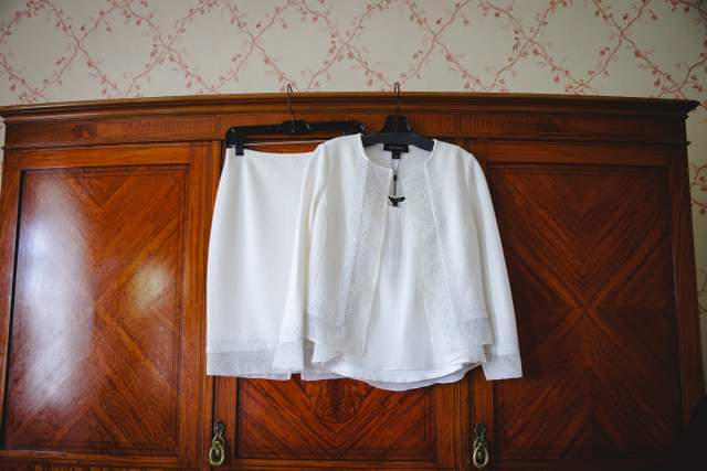 elegant white wedding suit