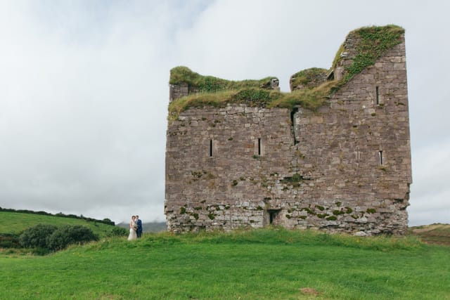 Irish castle seaside elope Destination elopement wedding Ireland 