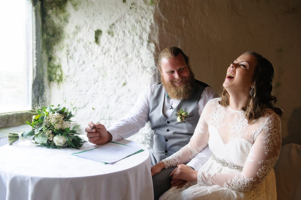 at newtown castle signing the registrar A couple elope to ireland and newtown castle and cliffs of moher 