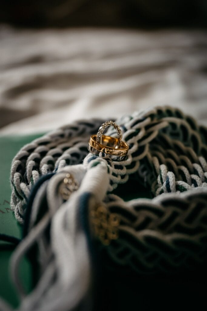 Elope To Ireland Waterford castle Elegant 16th Century Castle rings and handfasting cord 